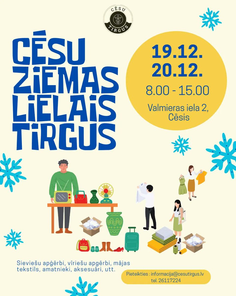 Cēsu tirgū Lielais un krāmu tirgus
Iepērcies šonedēļ!
#19decembris #20decembris #21decembris
#decembratirdzini #ziemastirdzini #svetki