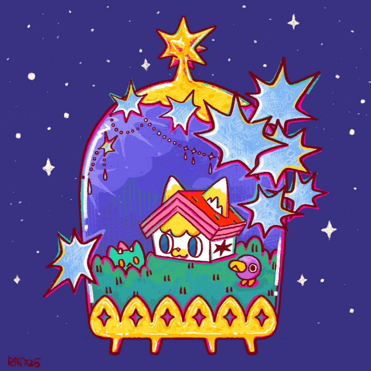 ratokimtoy's tweet photo. 2025.12.17
Procreate 2048x2048px
Whispers of the Stars✨
In the quiet of the night,
the stars lean close to speak —
their voices soft as moonlight,
telling secrets only dreams can keep.
#ratoartwork #sweethomecat https://t.co/ibnLq16ZkL