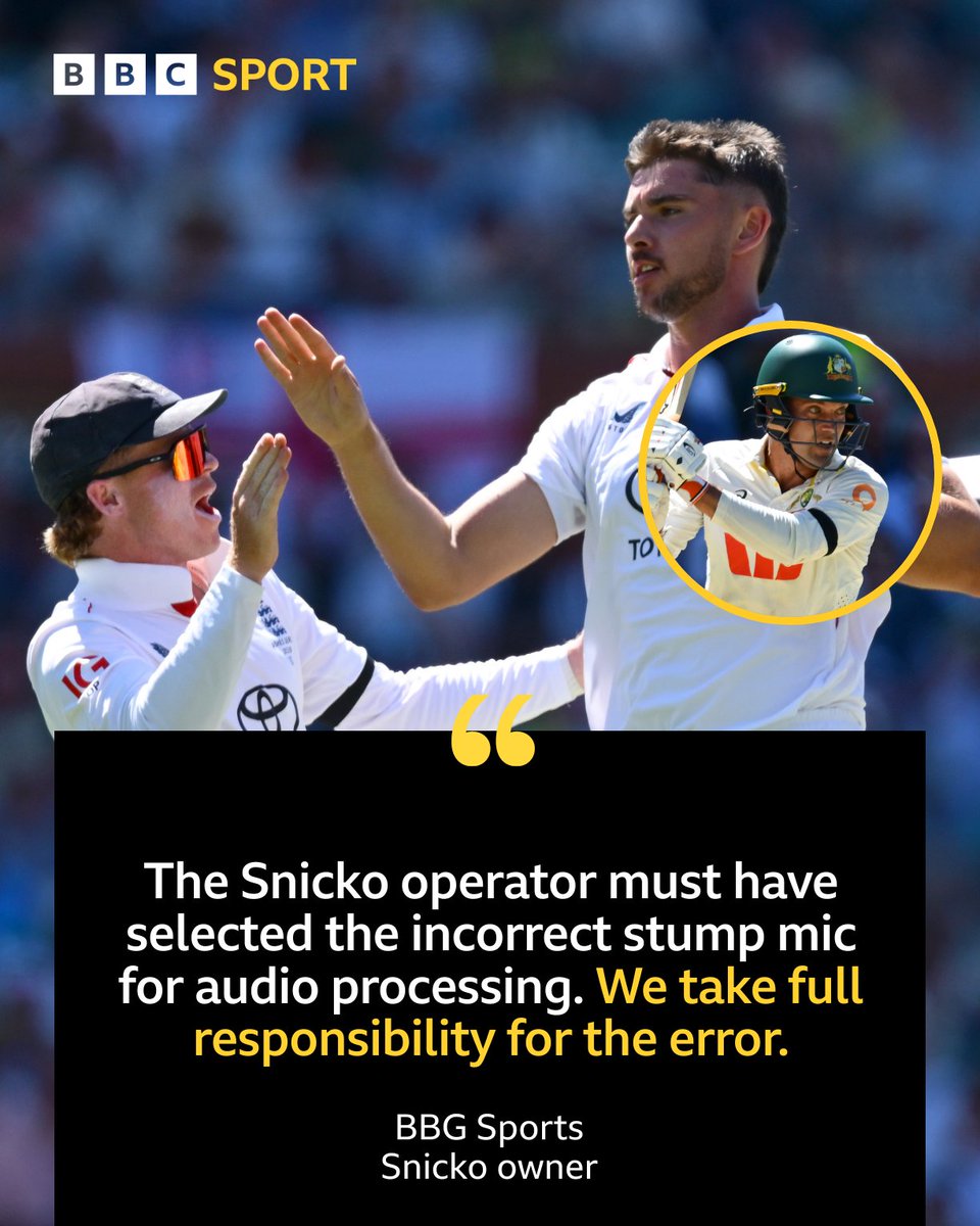 bbctms's tweet image. The company that owns Snicko has admitted an "operator error" led to Alex Carey being wrongly given not out for caught behind against England. 😳

Carey, who was on 72 at the time, went on to make 106. 

#Ashes #BBCCricket