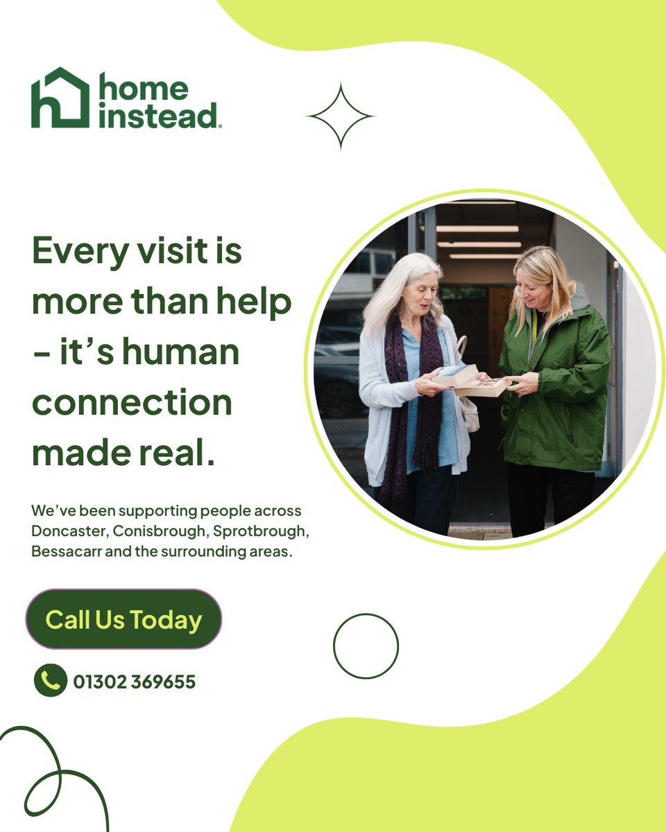 HI_Doncaster's tweet photo. โจ Every visit brings comfort, dignity, and connection. Let us make life easier for your loved ones. ๐
Call now ๐ 01302 369655 #HomeCare #Doncaster #CompassionateCare #HomeInstead #ElderCare https://t.co/woVsjLttkN