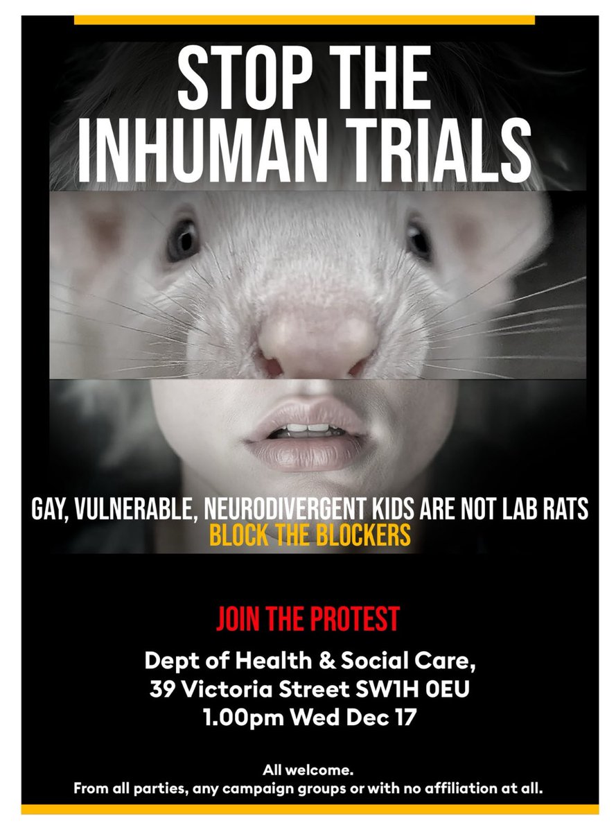 RosieDuffield1's tweet image. MPs were told by the clinicians overseeing the trial that "there is no lower age limit". So little children, as young as 8/9/10 will be deemed capable of deciding to take these harmful banned drugs. #NotInOurName
#StopthePBTrial (poster @TotalTitter)