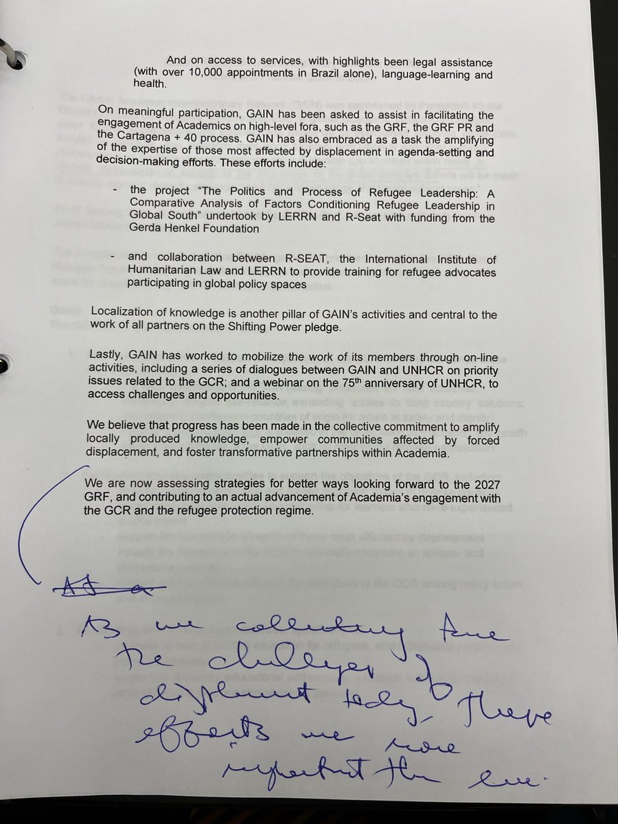 Lerrning's tweet photo. Plenary statement on behalf of GAIN and members of the #ShiftingPower pledge, including @IDRC_CRDI, @RefugeesSeat, @fdchairsnet, De Mello Chairs, @IIHL_Sanremo & many others. As we collectively face the challenges of displacement today, these efforts are more important than ever. https://t.co/eklmS4CAdm
