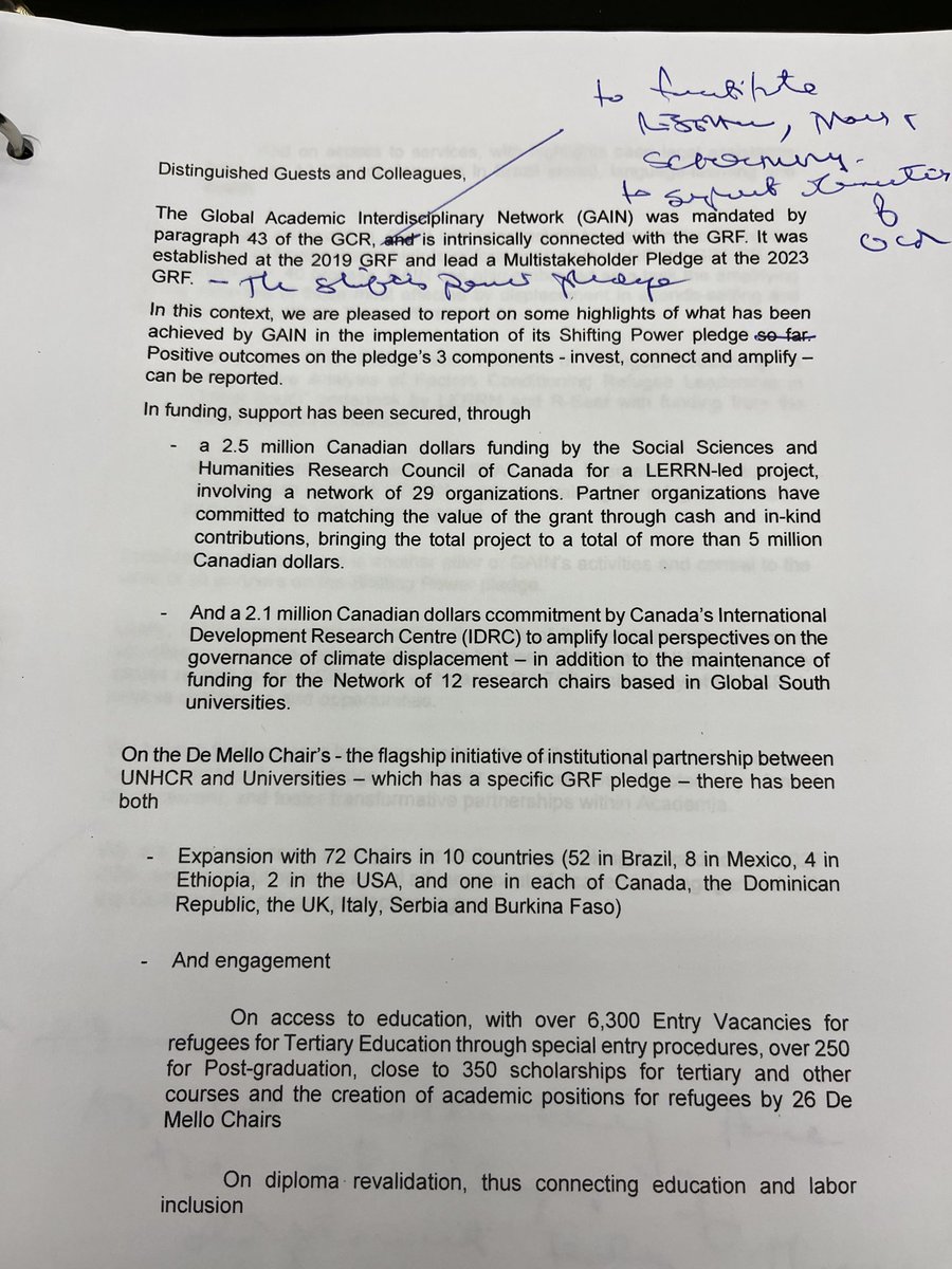 Lerrning's tweet photo. Plenary statement on behalf of GAIN and members of the #ShiftingPower pledge, including @IDRC_CRDI, @RefugeesSeat, @fdchairsnet, De Mello Chairs, @IIHL_Sanremo & many others. As we collectively face the challenges of displacement today, these efforts are more important than ever. https://t.co/eklmS4CAdm