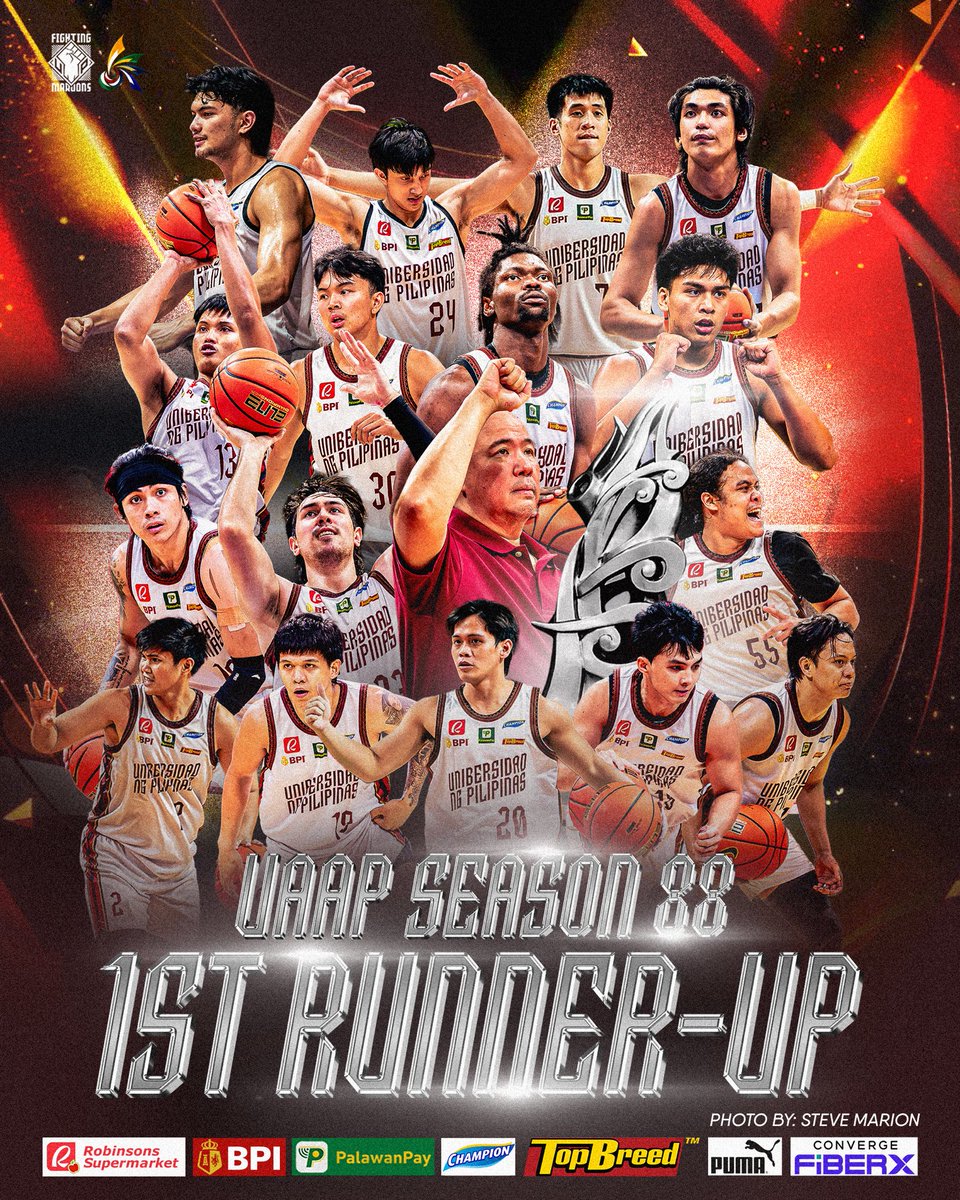 UAAP SEASON 88 SILVER MEDALISTS 🥈

The UP Fighting Maroons are your UAAP Season 88 Men's Basketball First Runner-Up.

🎨 Jess Casangcapan
📸 Steve Marion

#UPFight #nowheretogobutUP #SugodUP #UAAPSeason88 #StrengthInMotionHopeInAction