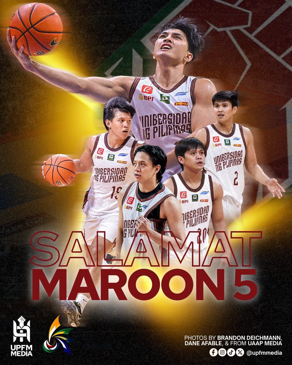 THIS LOVE ❤️‍🔥

Maraming salamat sa serbisyo, Maroon 5! Ikinararangal naming maging parte ng inyong kwento. 🏀

#UPFight✊🏼 #StrongerWithAllSports💪🏼 #UAAPSeason88
