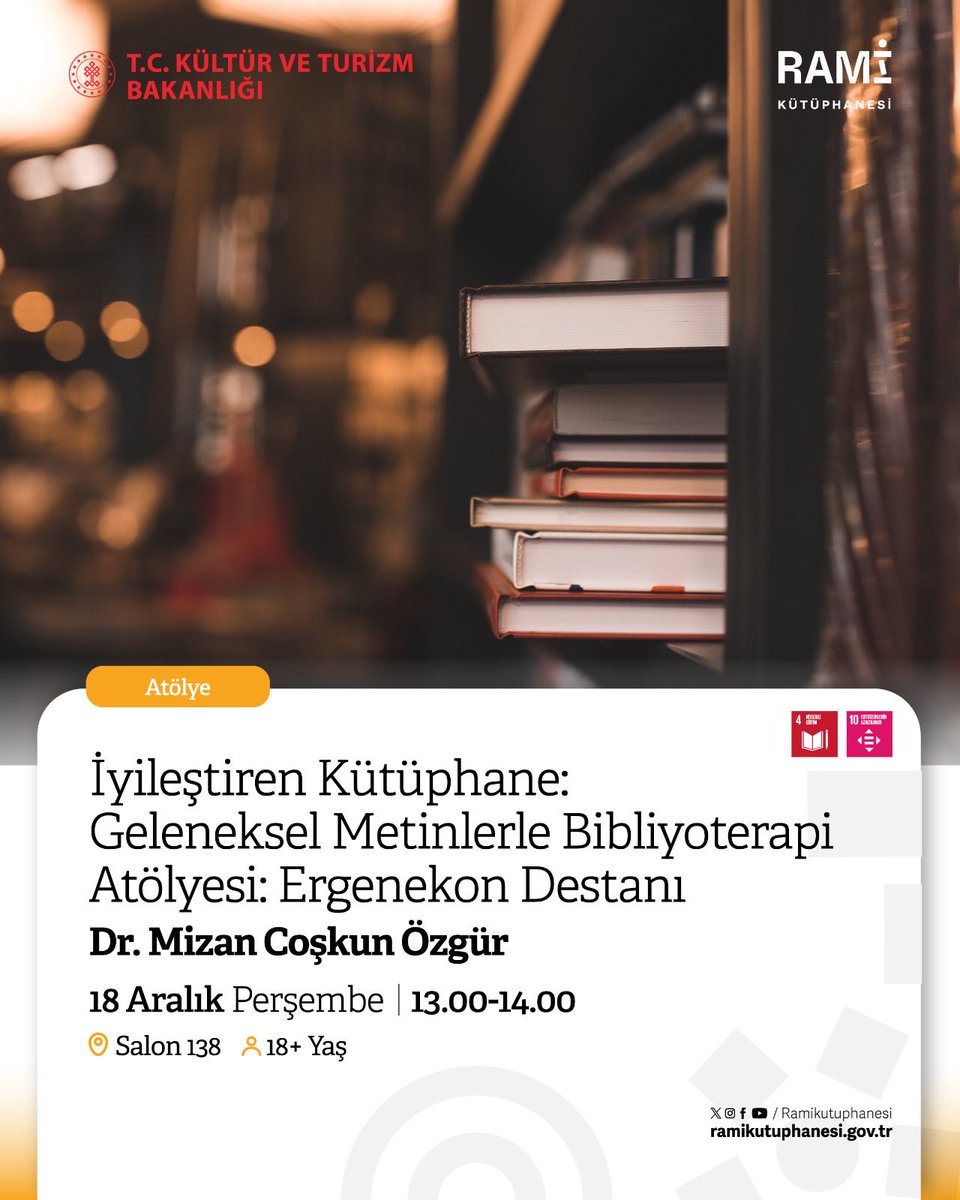 Ergenekon Destanı ile bibliyoterapiyi deneyimlemek isteyenler kayıt olabilir…ramikutuphanesi.gov.tr/tr/etkinlikler…
