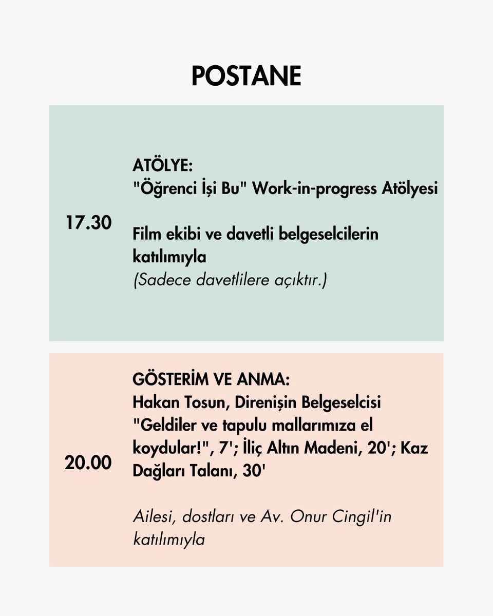 Festivalin beşinci ve son gün (17 Aralık) programı🎊 

📌Festival boyunca tüm film gösterimleri ve etkinlikler ücretsizdir.