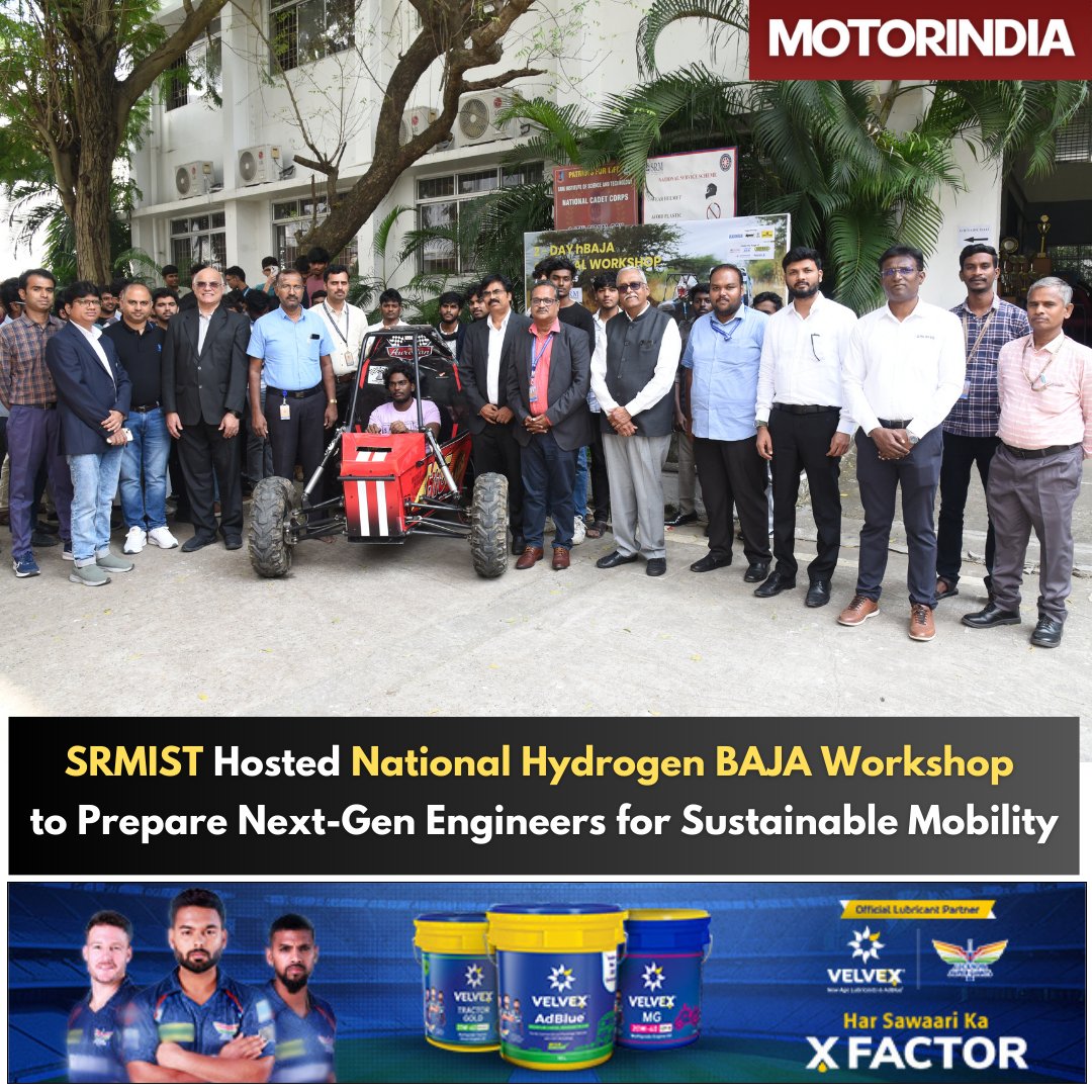 motorindiatweet's tweet image. SRMIST's Automobile Engineering Dept, in collaboration with BAJA SAEINDIA, hosted a 2-day H-BAJA workshop (13–14 Dec 2025), engaging 250+ students on hydrogen mobility &amp;amp; sustainable fuel tech.

𝐑𝐞𝐚𝐝 𝐌𝐨𝐫𝐞: motorindiaonline.in/srmist-hosts-n…

#SRMIST  #SustainableMobility