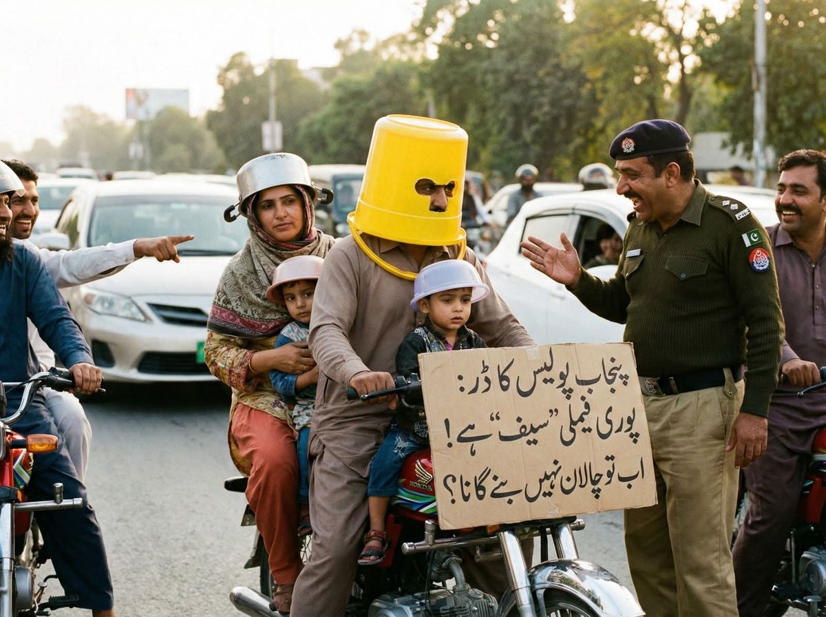 GHJ786555's tweet image. پنجاب پولیس کے چالان کا خوف اور عوام کا یہ دیسی جگاڑ؟ یہ منظر واقعی لاجواب ہے
تصویر میں فیملی کی "حفاظتی تدابیر" دیکھ کر بے اختیار ہنسی آتی ہے۔ بالٹیوں کو ہیلمٹ بنا کر چالان سے بچنے کا یہ طریقہ شاید ہی دنیا میں کہیں اور نظر آئے۔ 
#DesiHumor #publicreaction #roadsafety