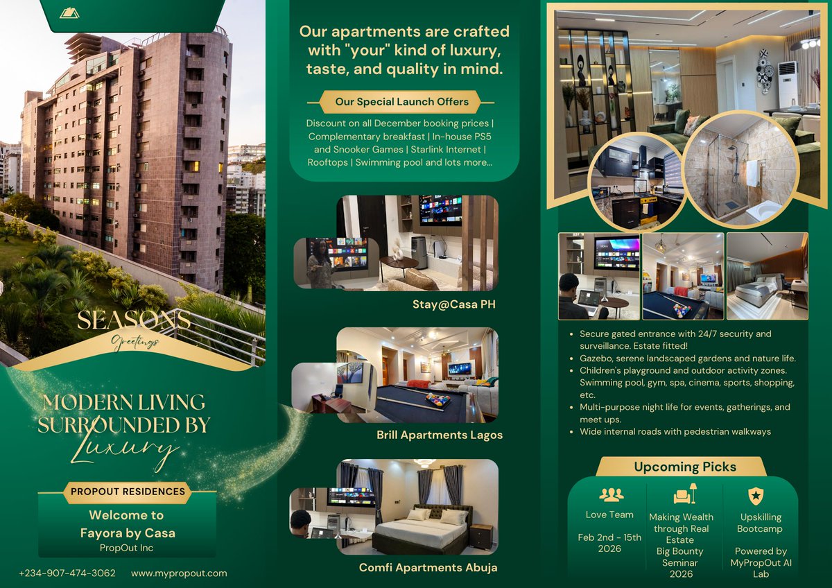 MyPropOut's tweet photo. Seasonss greetingss guysss.. 
U knw hw all dos last minute bookings for festive, detty decembizzy periods are bahh.

We'll fix that!
Just save our contact and call us anytym u nid apartments, hotels, or shortlets.. 

https://t.co/OKBwlrfUmE

The place don set. | Lag/Abj/etc 😊 https://t.co/mUpjKf3tNZ