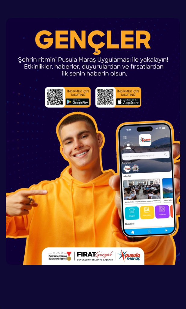 Sen de Pusula Maraş uygulamasını indir, etkinlikler, haberler ve duyurulardan ilk senin haberin olsun.