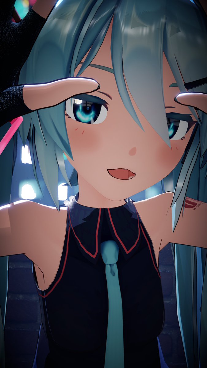 玄関の前にミクちゃんがいる