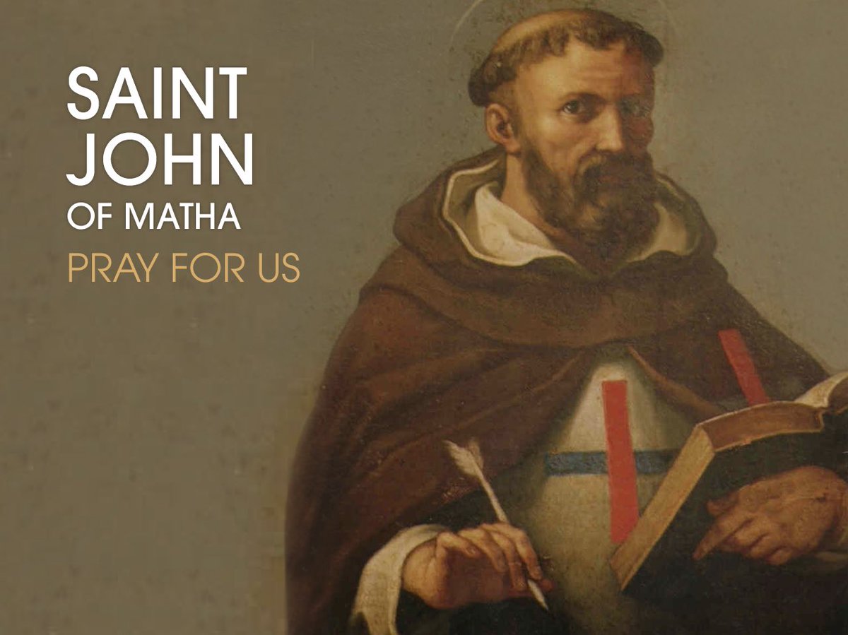 St. John of Matha (1154-1213) was born near Provence, France to noble and pious parents, and was dedicated to God from his birth. He learned the arts of a nobleman and advanced in Christian virtue, tending the sick and giving alms to the poor. Through his study of theology at the
