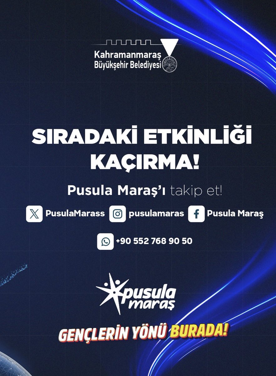 Kahramanmaraş Büyükşehir Belediyesi’nin Gençlik Markası olan Pusula Maraş hakkında;