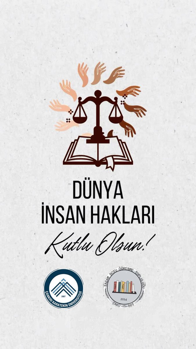 BbyCaku's tweet photo. İnsan hakları; adaletin, eşitliğin ve onurlu bir yaşamın temelidir.
Dünya İnsan Hakları Günü kutlu olsun.
#DünyaİnsanHaklarıGünü #İnsanHakları
#çakü #bby #çankırıkaratekinüniversitesi https://t.co/JT9fRtC3CZ