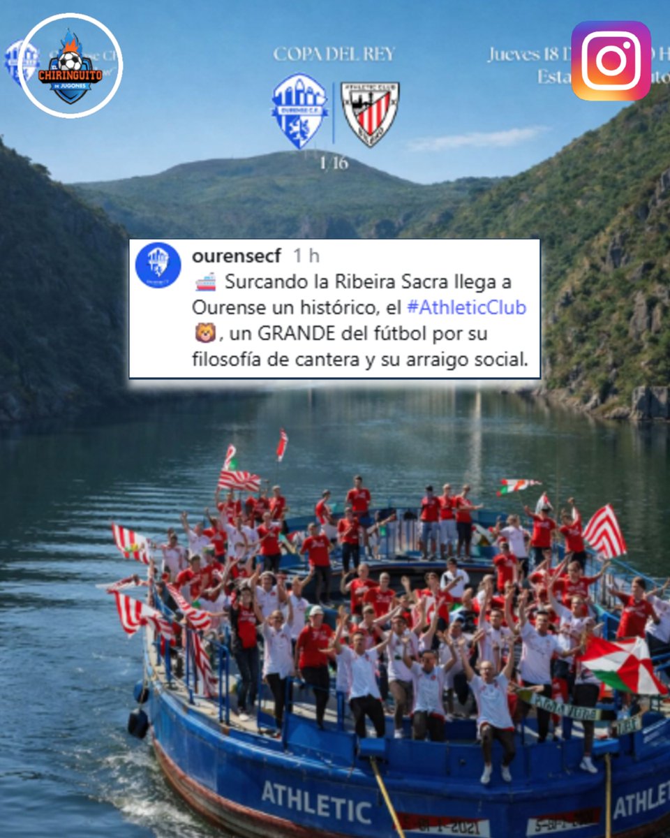 elchiringuitotv's tweet photo. 🏆 El cartel del @Ourense_CF elogiando la filosofía del Athletic con una foto de la gabarra antes del partido de Copa:

🔜 "Llega a Ourense un histórico". https://t.co/549d1GODOA