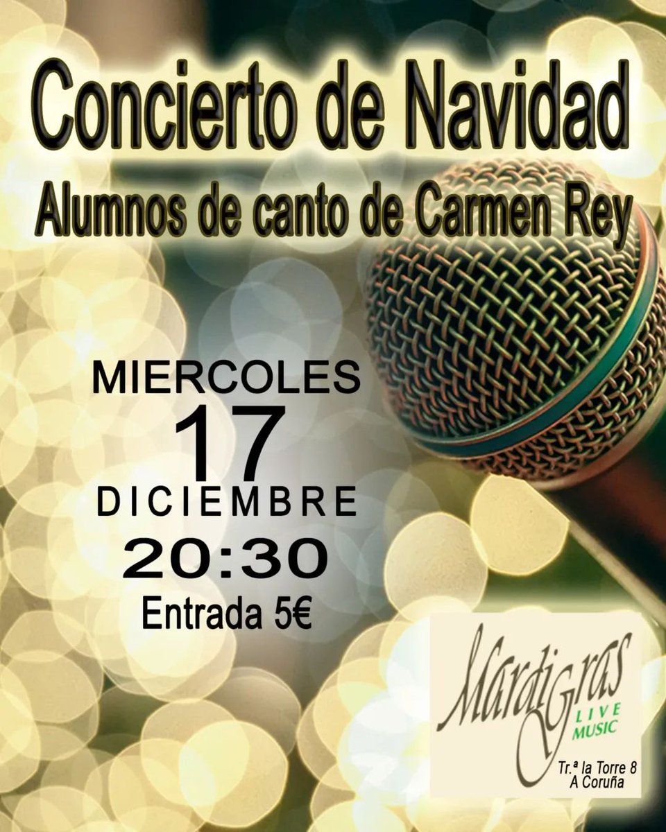 Hoy en la <a href="/SalaMardiGras/">Sala MardiGrasCoruña</a> el alumnado de Carmen Rey

Apertura 20:30h
Inicio 21:00h

Entrada 5€

#acoruña #coruña