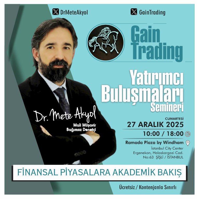 Keyifli bir seminer daha… Kayıt olmaya kayıtsız kalmayın. Algoritmalarımızdan da bahsedeceğiz… 
investaz.com.tr/27-aralik-yati…