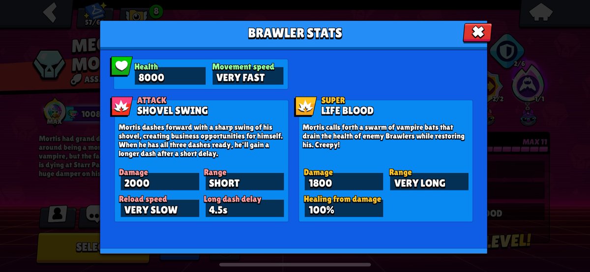 Morris secretly got nerfed with healing from super. It used to be 125% now it’s 100%.

On top of that no compensation for his mythic gear 💀

#BrawlStars