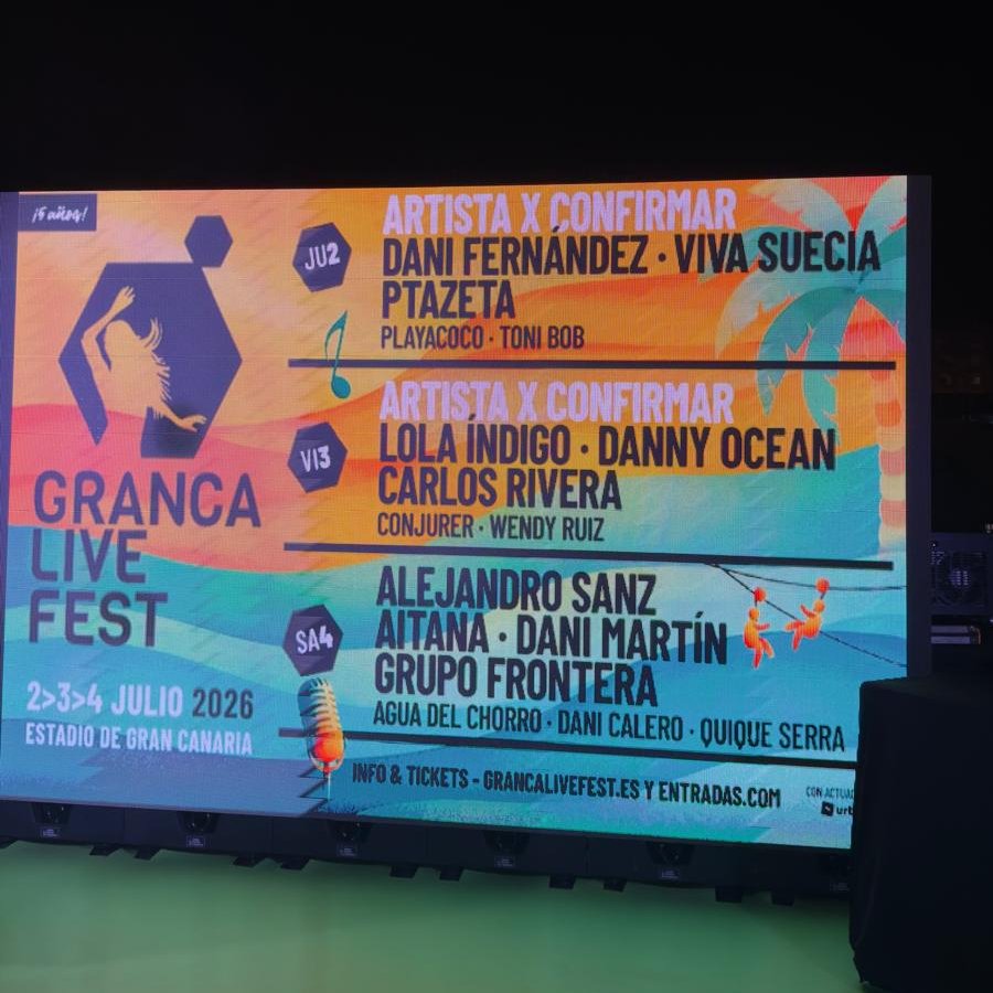 Ayer asistimos a la presentación del #GrancaLiveFest2026, que celebrará su 5ª edición del 2 al 4 de julio en el Estadio de Gran Canaria.
Un cartel diverso y abierto, y un reconocimiento muy especial por nuestro apoyo como patrocinadores durante estas cinco ediciones. 🎶