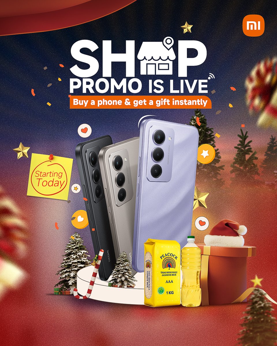 XiaomiGhana's tweet photo. Our shop promo is finally Live! ๐ท๐ท
Phones are moving fast! Gifts are going fast!
Buy now and enjoy your gift instantly. ๐ท Look out for our promo stands at selected shops only.
Check pinned comment for shop list. ๐ท
#XiaomiGhana #xmaspromo #ShopPromo #RedmiA5 #REDMI15C #Redmi15 #Redmi