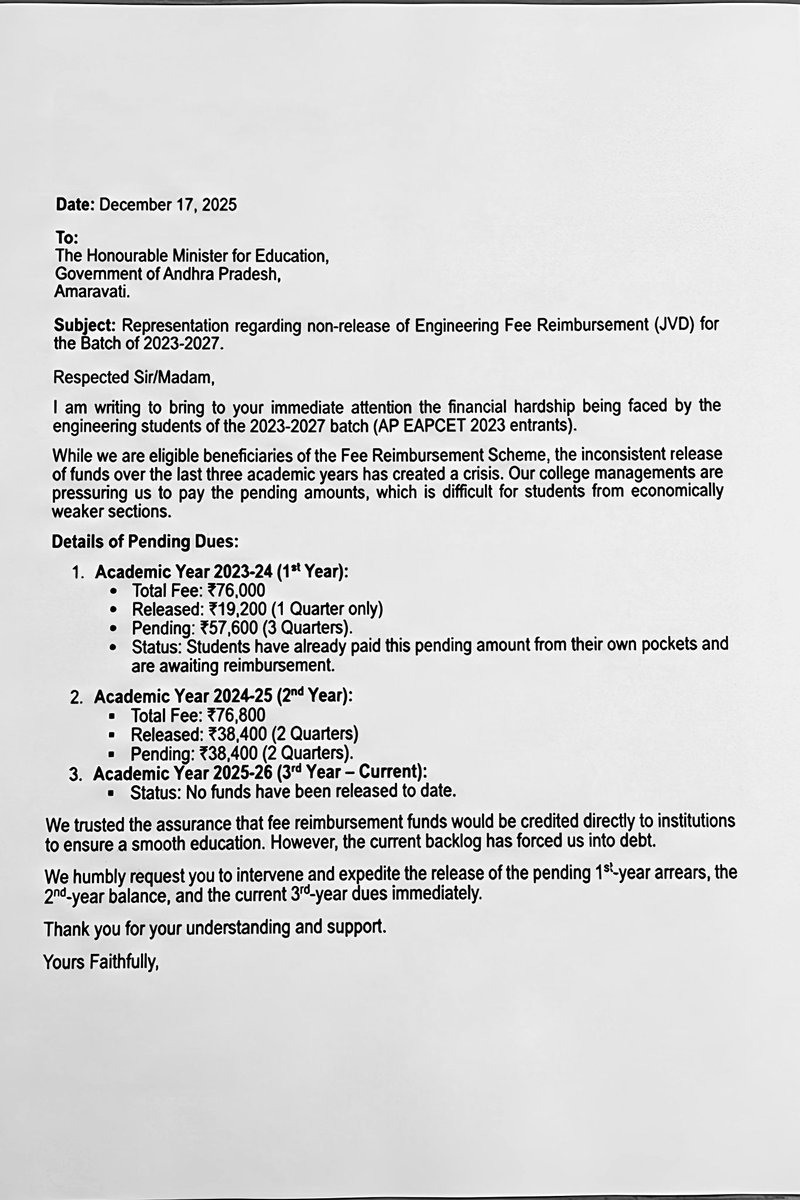 Aryanrecv's tweet photo. #saveapengineeringstudents  #ReleaseJVDFunds #apgovernment 
 #APStudents #APEducation 

@ncbn
@naralokesh @PawanKalyan https://t.co/dVuZ3GKTLh