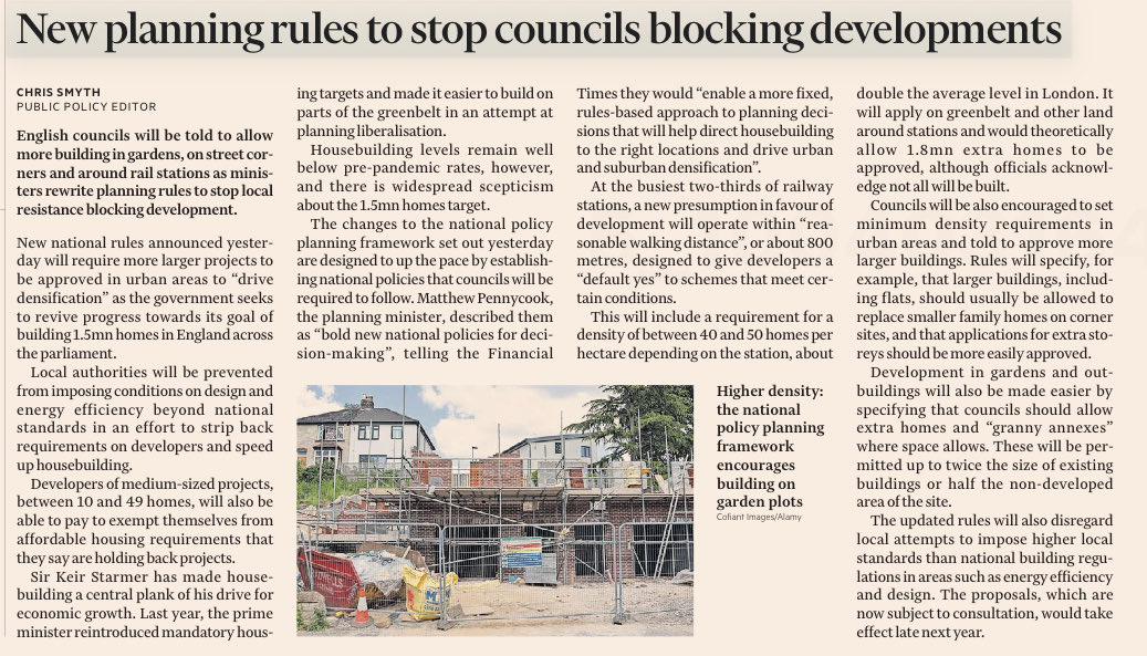 Social housing requirements? Halved
Access to daylight? Going
Housing space standards? Going
Biodiversity? Gone
Green Belt? Gone
Gardens? Gone
Developer’s 20% profits protected? You betcha