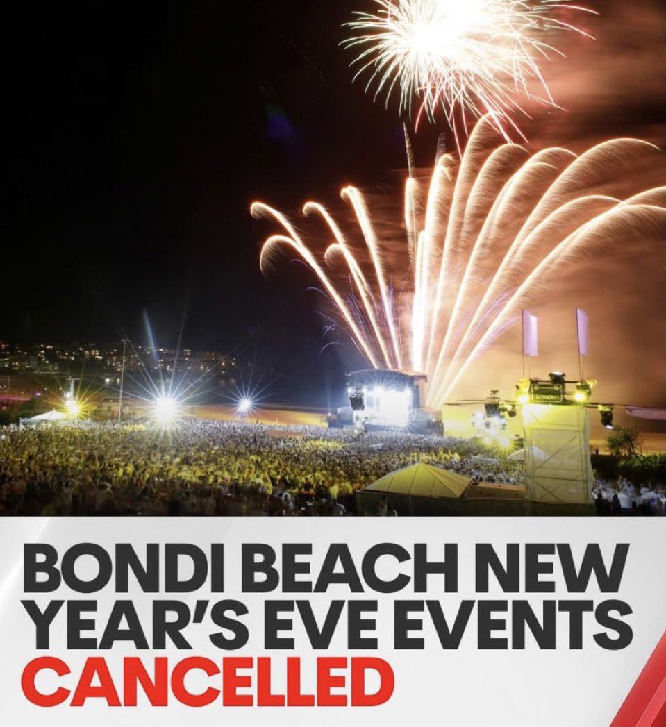 BREAKING: Australia — Sydney 

Australian traditions and events have been cancelled

- Carols in the Park ❌
- Christmas Celebrations ❌
- Bondi Beach NYE Fireworks ❌

Hard left local and state govt wants you in fear, handing the win over to terrorists - a situation govt caused.