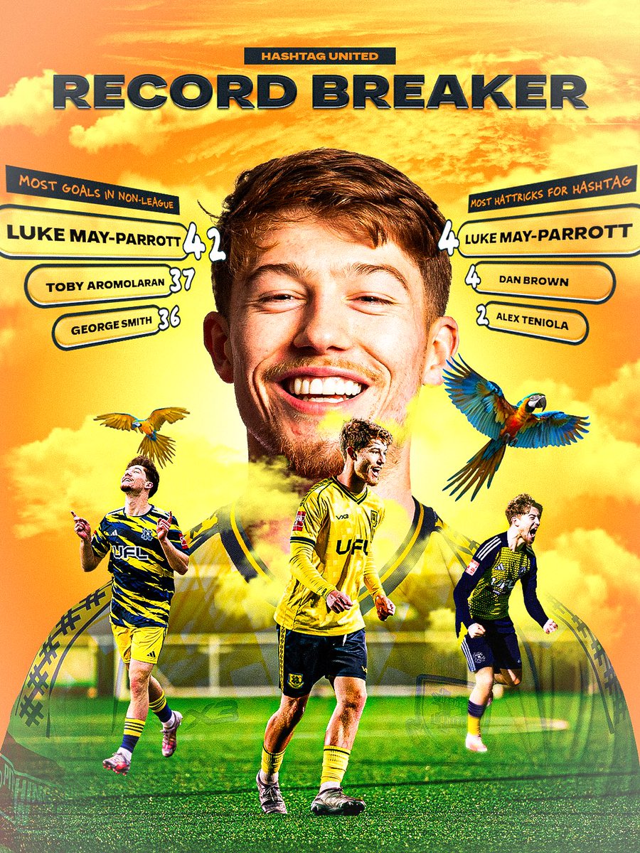 𝐑𝐄𝐂𝐎𝐑𝐃 𝐁𝐑𝐄𝐀𝐊𝐄𝐑 🦜 <a href="/lukemp99/">Luke</a> 

Luke May-Parrott has etched his name into the hashtag history books once again, following his goals last week! ⚽️ 

His hattrick away to Canvey was his 4th in a Tags shirt, equalling <a href="/danbrowndbe/">Dan Brown</a>, but becoming the only man to bag 4,