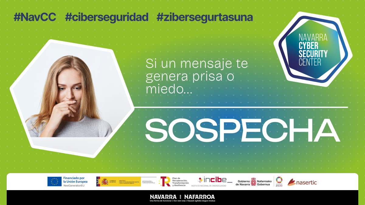 Si un mensaje te genera prisa o miedo… sospecha.
La urgencia es una de las tácticas principales del phishing <a href="/digitalento_na/">Digitalento Navarra / Nafarroa</a> <a href="/INCIBE/">INCIBE</a> #NextGenerationEU #PlanDeRecuperacion #ciberseguridad #cybersecurity