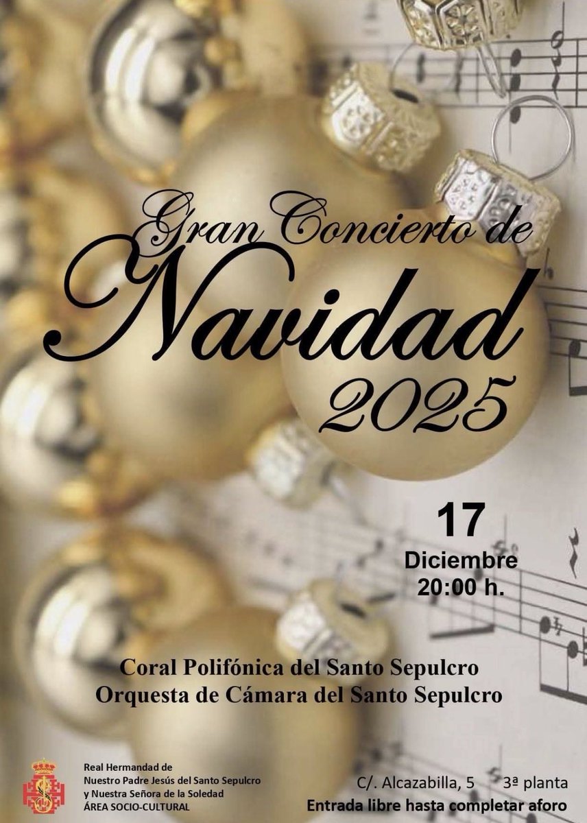 🎄✨ Esta noche, a las 20:00, celebramos nuestro Concierto de Navidad en nuestra Casa de Hermandad.
La Coral Polifónica y la Orquesta de Cámara de nuestra Hermandad interpretarán clásicos de distintos artistas y villancicos populares.
🎶 Entrada libre

#CofradíasMLG