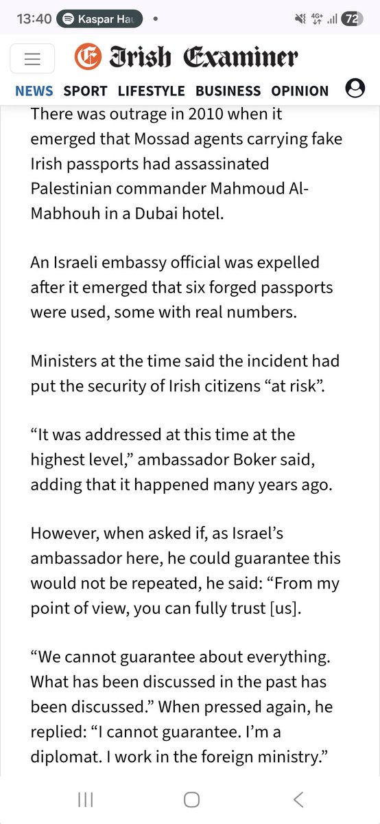 <a href="/theafroaussie/">Najat</a> This is common. Israeli agents were caught in Dubai with fake Irish passports after an assassination, and not only did they admit it they basically just said "and we'll fuckin do it again too"
