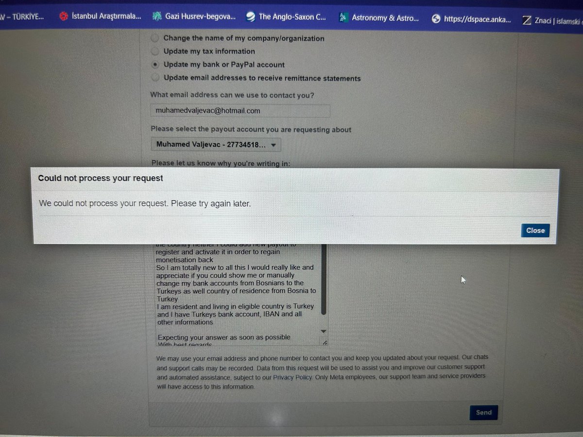 MuhamedReis's tweet photo. @facebook
"Hey @facebook, I'm having trouble updating my payment account. I'm getting the error 'We couldn't process this right now. Please try again later'. Can you please help me out? #FacebookSupport" https://t.co/8dvwH9vtvG