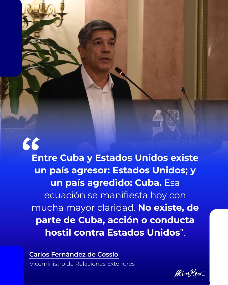 🗣 | VM Relaciones Exteriores, <a href="/CarlosFdeCossio/">Carlos F. de Cossio</a>, presentó panorámica del estado actual de relaciones Cuba-EEUU, en inauguración de la XXIII serie de conversaciones "Cuba en la política exterior de EE.UU.: El regreso de Trump: impacto presente y futuro para Cuba", del <a href="/CIPICuba/">CIPI</a>.