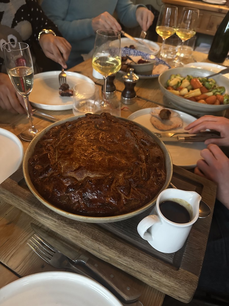 yellowjerseypr's tweet photo. This time last week we gathered the whole team for our festive Christmas lunch, complete with a 𝘩𝘶𝘨𝘦 Braised Hereford Ox Cheek &amp; Potato pie.

Big thank you to The Pig and Butcher for looking after us so well! https://t.co/sXB8qgNaN8
