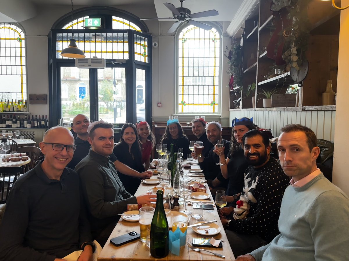 yellowjerseypr's tweet photo. This time last week we gathered the whole team for our festive Christmas lunch, complete with a 𝘩𝘶𝘨𝘦 Braised Hereford Ox Cheek &amp; Potato pie.

Big thank you to The Pig and Butcher for looking after us so well! https://t.co/sXB8qgNaN8