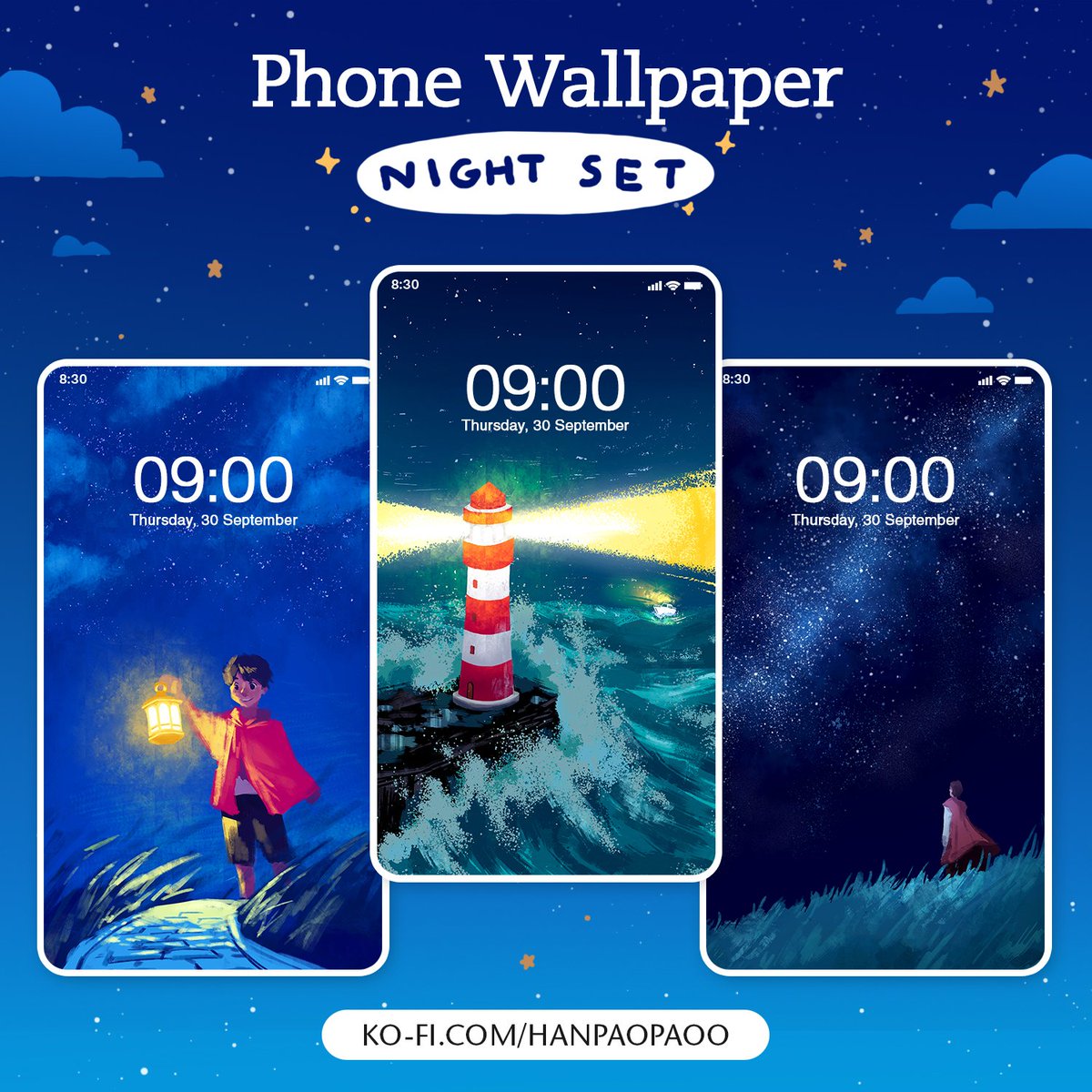 Some night theme wallpaper set 🌌✨ ko-fi.com/hanpaopaoo