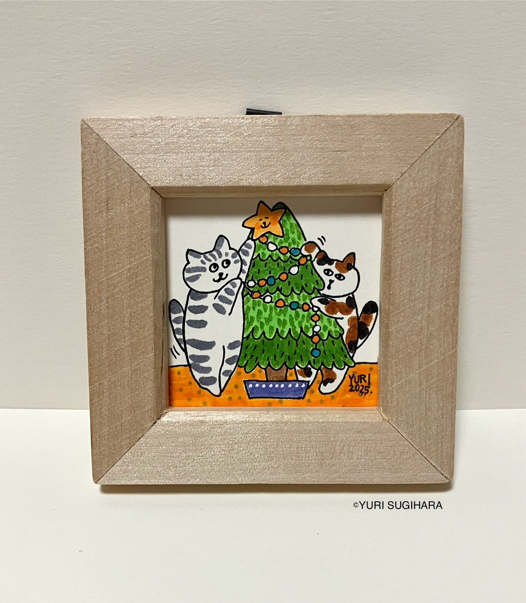 ねことクリスマス🎄豆ねこさんで開催中⭐️ ミニ原画「おおきめの
