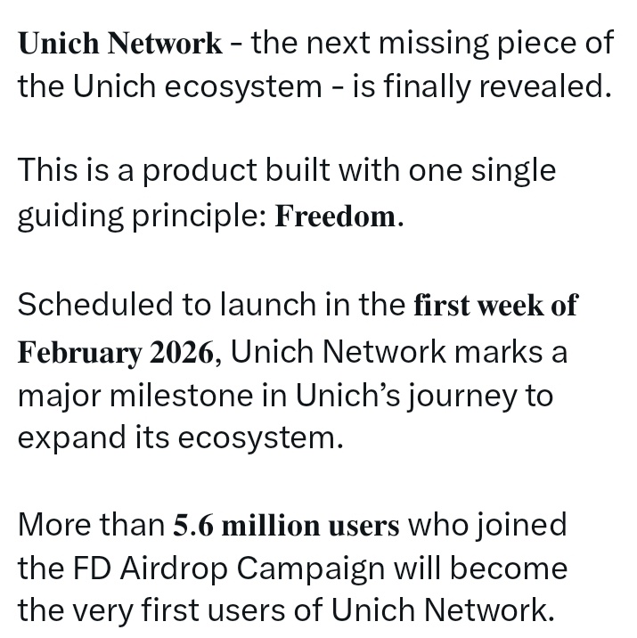 InfinityJem01's tweet photo. Early birds win big 🦅 

Join FD Programme = Eligible

FD Airdrop = your ticket to Unich Network before everyone else. 
TGE: Feb 2026. Join now or regret later 🔥 

https://t.co/WjR8u5vfWv 

#Unich #xenea #PiNetwork #BeeNetwork #Hype #Defi #DEX #IDO  #Premarket #EagleNetwork https://t.co/jYgku3Vxu7