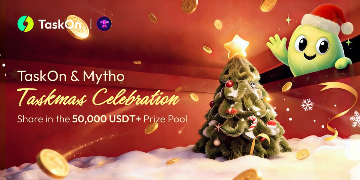 mytho_io's tweet image. 🎄Mytho &amp;amp; @taskonxyz Christmas Campaign is Live!

Complete simple Mytho quests on TaskOn to earn rewards:

- A total of $500 USDT for 25 lucky winners
- 25 Merit points each go to 500 lucky winners

Don’t miss this time-limited opportunity!

🎅 Join the campaign now:…