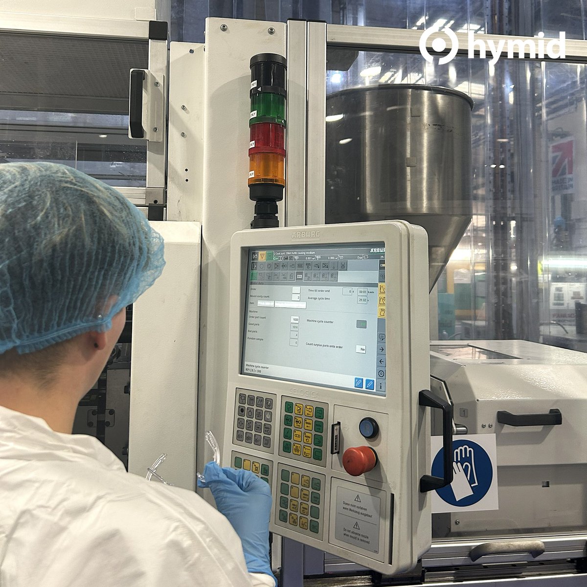 With Hymid, you don’t just get components - you get reduced risk &amp; guaranteed compliance. Our two-shot Arburg injection moulding machine operates in our Class 7/8 Clean Room, providing you with medical-grade components that meet global compliance standards.