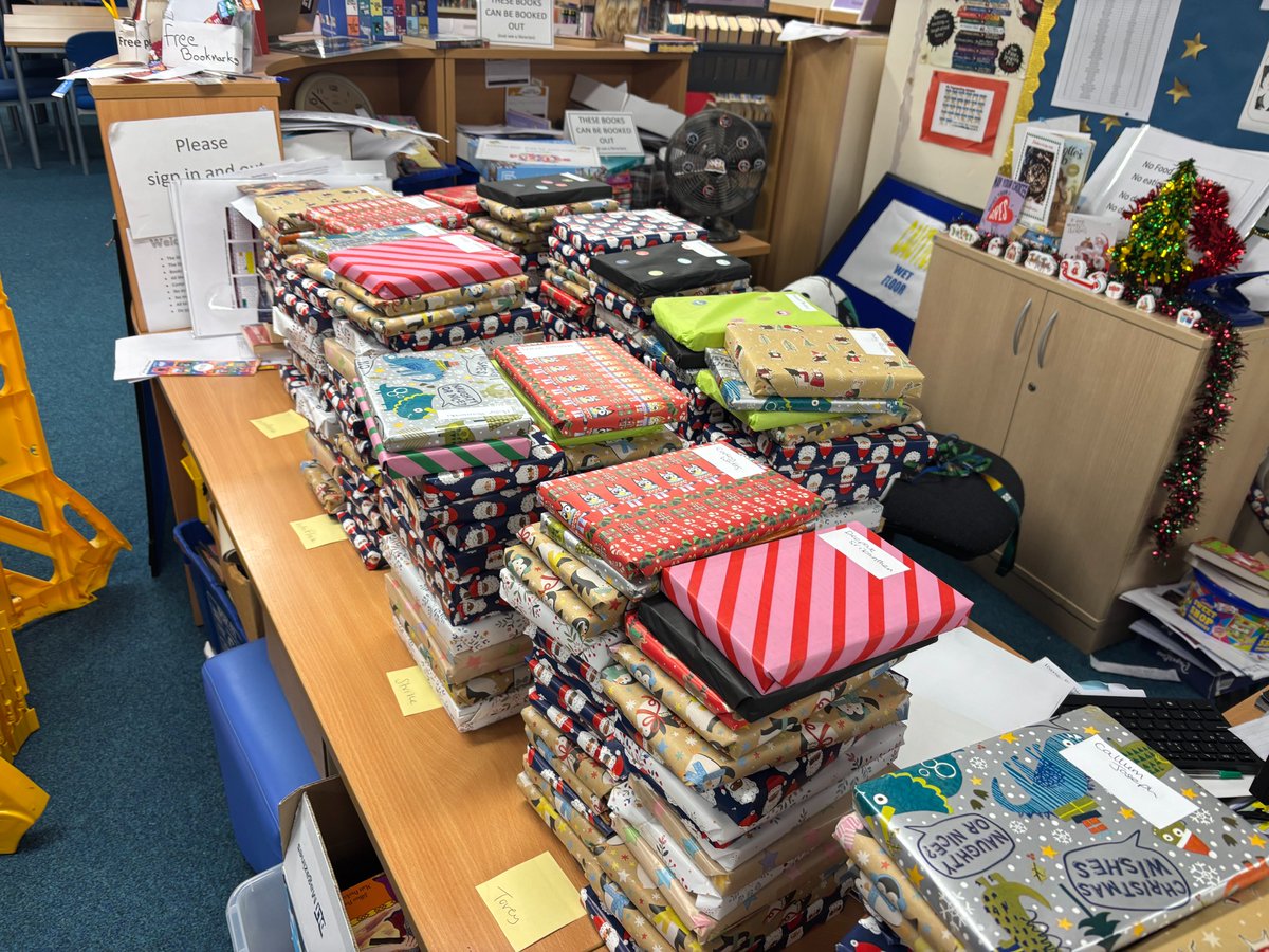 Today the literacy team at Harris Ockendon, hand picked, wrapped and gifted each year 7 their own reading book, accompanied by Christmas music, Santa hats and smiles! Merry Christmas! Image