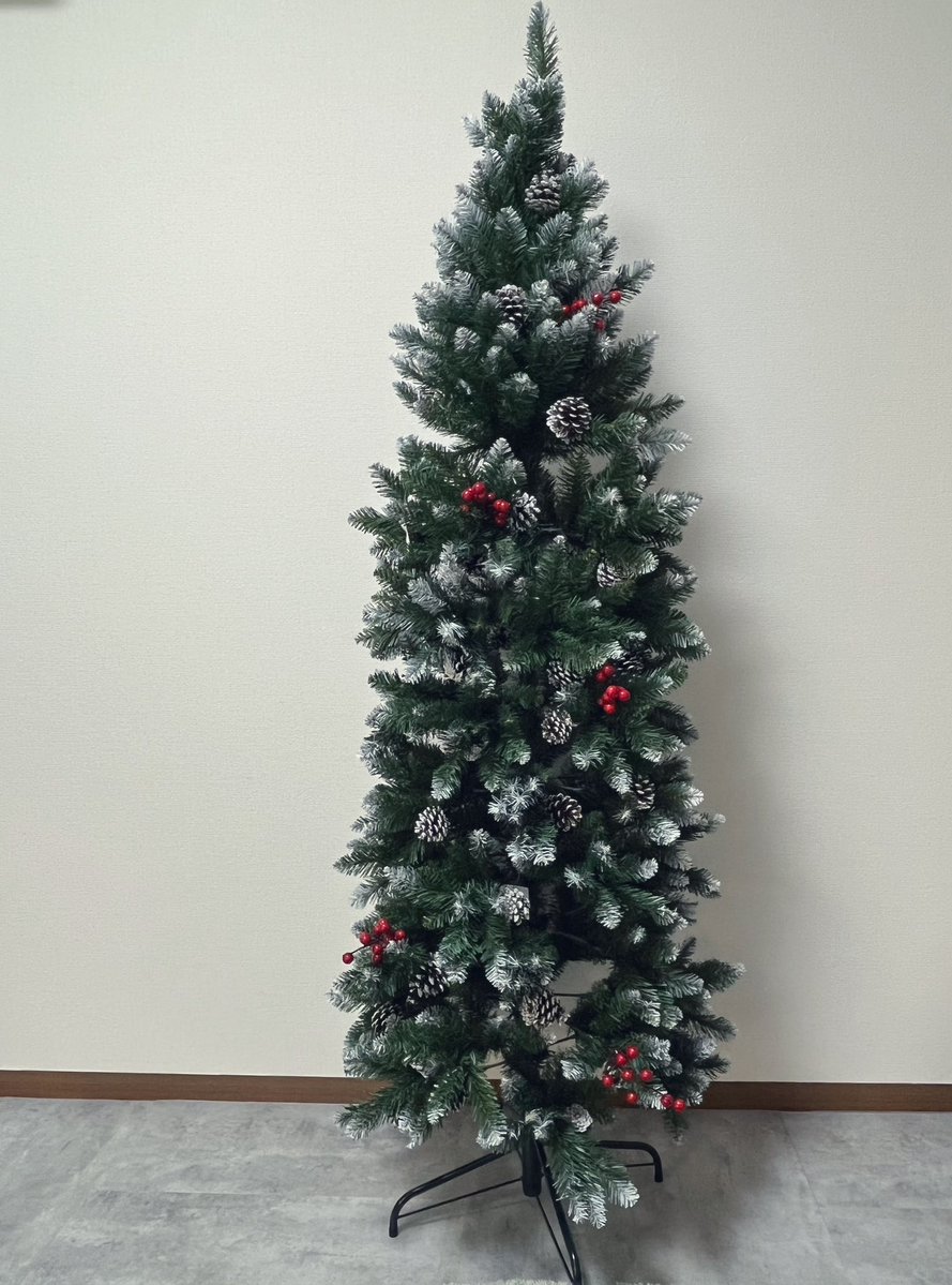 リビングにクリスマスツリーが出現！！ スリムタイプ。180cmある。現在