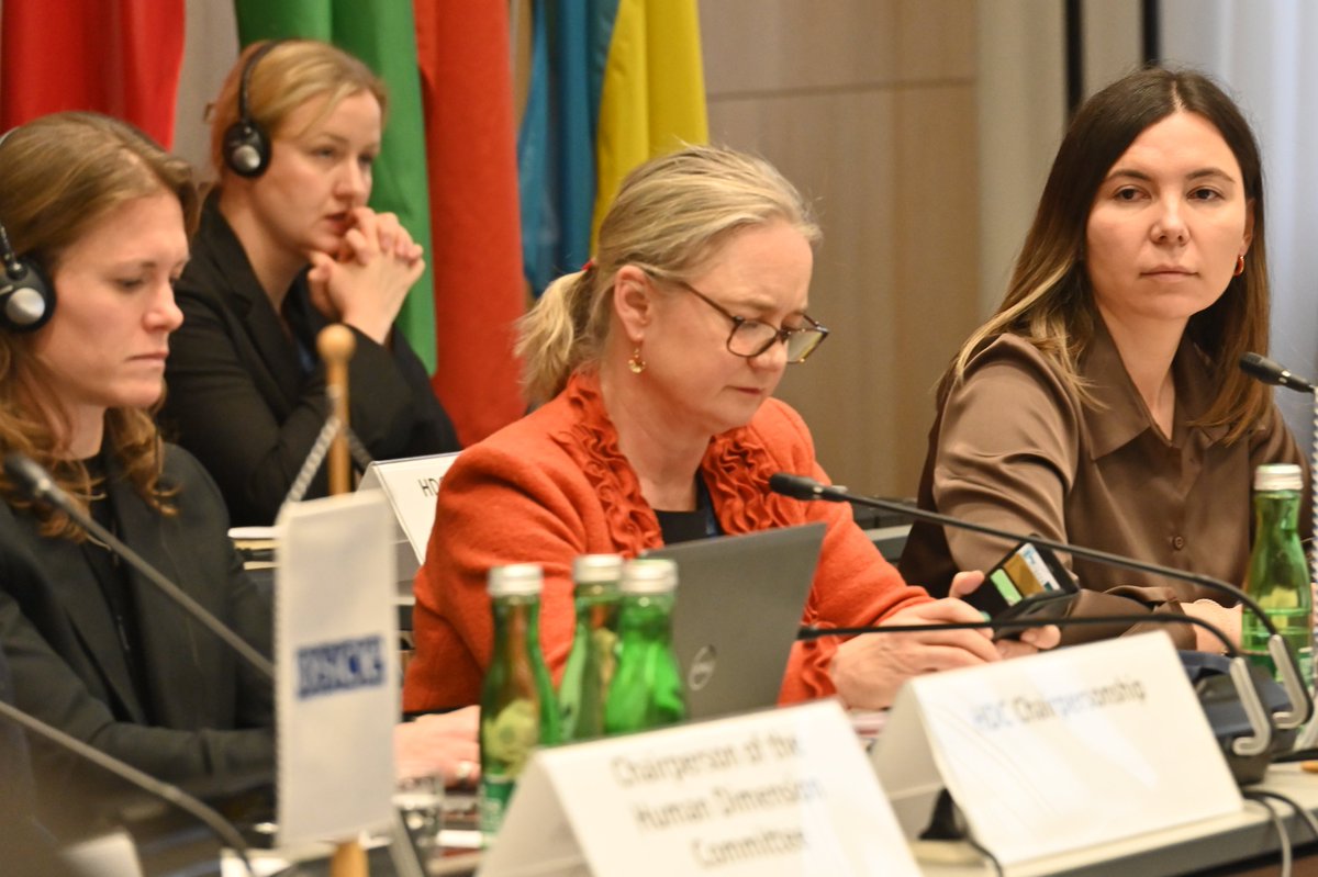 SwedeninATOSCE's tweet photo. OSCE Human Dimension Committee’s final 2025 meeting, chaired by 🇸🇪 addressed International Humanitarian &amp; Human Rights Law &amp; the right to health during &amp; after conflict. In Ukraine, Russia’s war of aggression has been widely documented involving attacks on medical infrastructure. https://t.co/4MCqkDIcD3