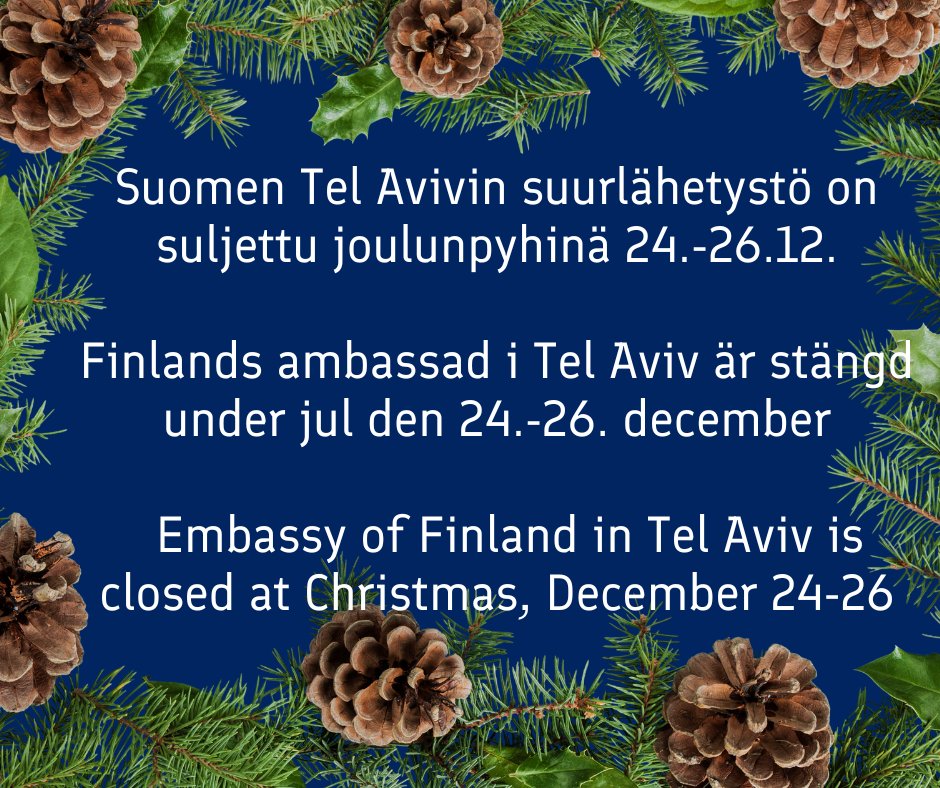 Hätätapauksessa yhteys UM päivystykseen / I nödfall kontakta konsulära jour / In a consular emergency contact the Ministry's 24/7 service: +358 9 160 555 55 - paivystys.um@gov.fi