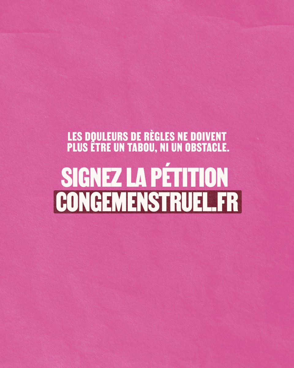 📷 Chaque mois, des millions de personnes menstruées affrontent des douleurs invalidantes.
Il est temps de reconnaître cette réalité trop longtemps invisibilisée.
Signez la pétition en cliquant juste ici 📷 congemenstruel.fr