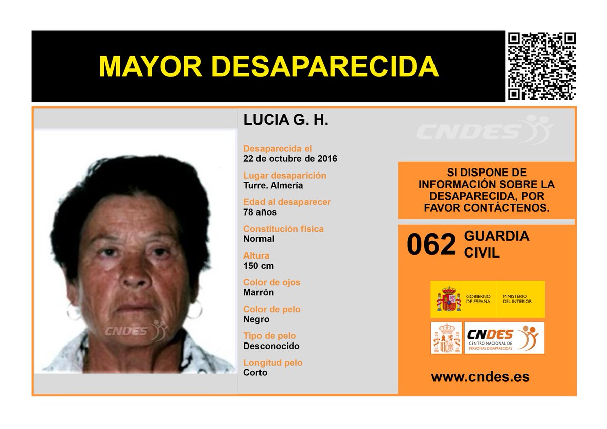 cndes_oficial's tweet photo. ⚠️🚹MAYOR DESAPARECIDA🚹⚠️
Edad 87 años
🧐Última localización #Turre #Almería
Ayúdanos➡️comparte 📲
Si crees haberla visto 📩https://t.co/UrHjmdqaq8
☎️062 @guardiacivil
@cndes_oficial #mayor #desaparecido https://t.co/755gygq5NM