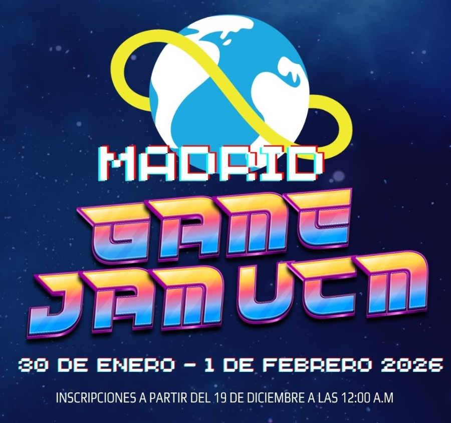 No perdáis la oportunidad de inscribiros gratuitamente en la <a href="/GamejamMadrid/">Madrid Game Jam UCM</a>. El plazo se abre el viernes a las 12:00.  

En esta #gamejam podréis crear videojuegos con personas con vuestras mismas inquietudes y personas que trabajan en activo en la industria.

Más info 👇