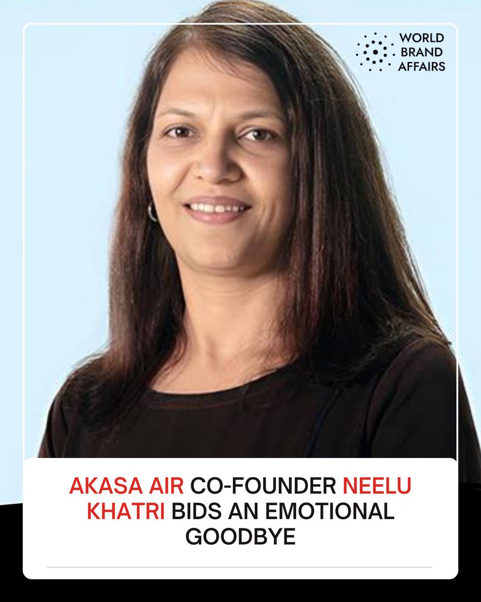 WBrandAffairs's tweet photo. Neelu Khatri announces her exit from Akasa Air, expressing gratitude to the Akasians and the airline’s valued customers as she turns the page to a new chapter.

#NeeluKhatri #AkasaAir #LeadershipUpdate #AviationIndustry #WorldBrandAffairs https://t.co/dEzBJBvuVf