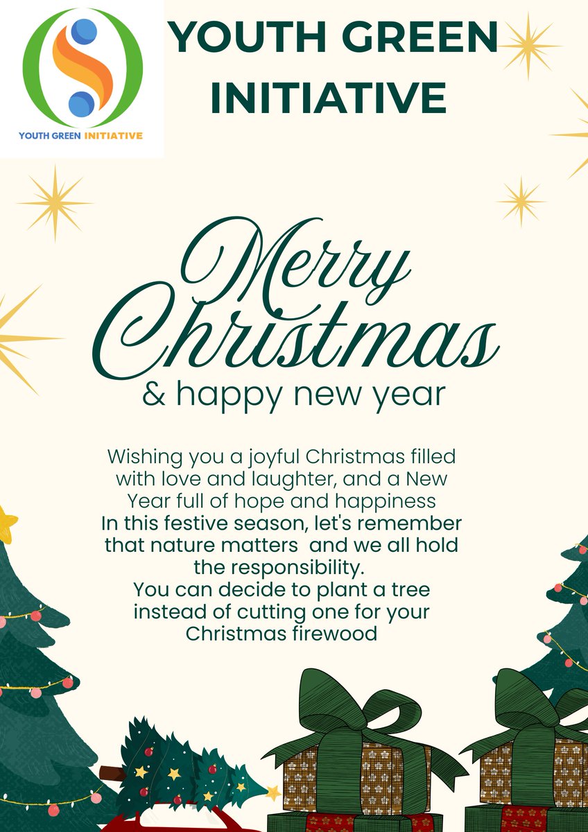 youthgreen_ygi's tweet image. We cordially wish you a merry Christmas and a Prosperous New Year, 2026. But we leave one critical reminder; instead of planning to cut a tree for your Christmas firewood, plan to plant a tree to save nature and conserve the environment. #XMAS2025 #nature #Environment #YGI